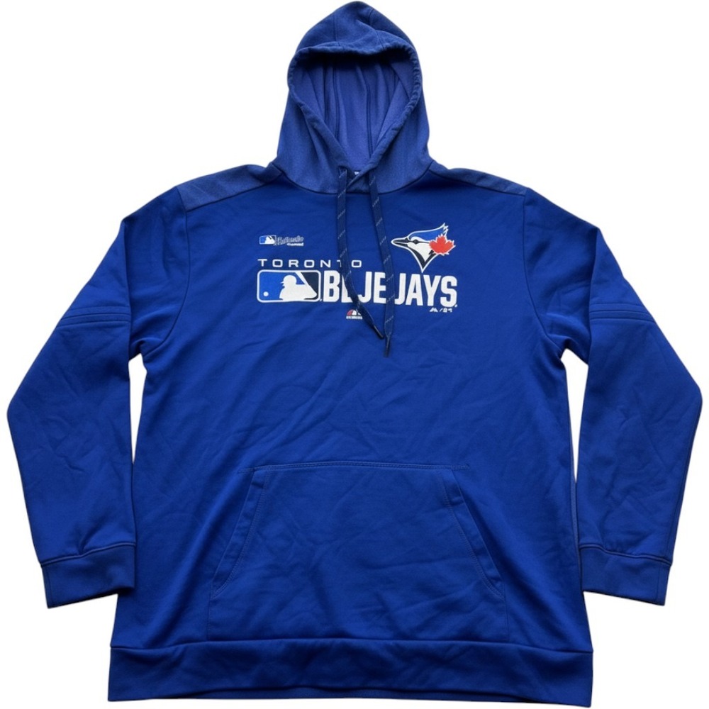 Majestic Toronto Blue Jays MLB Authentic Collection Blue Hoodie Mens 2XL